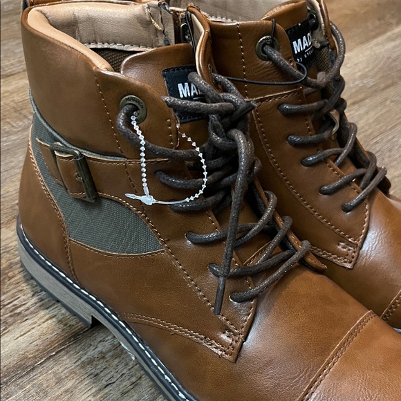 Steve Madden Men's Tan Leather Lace-Up Boots - Picture 5 of 15